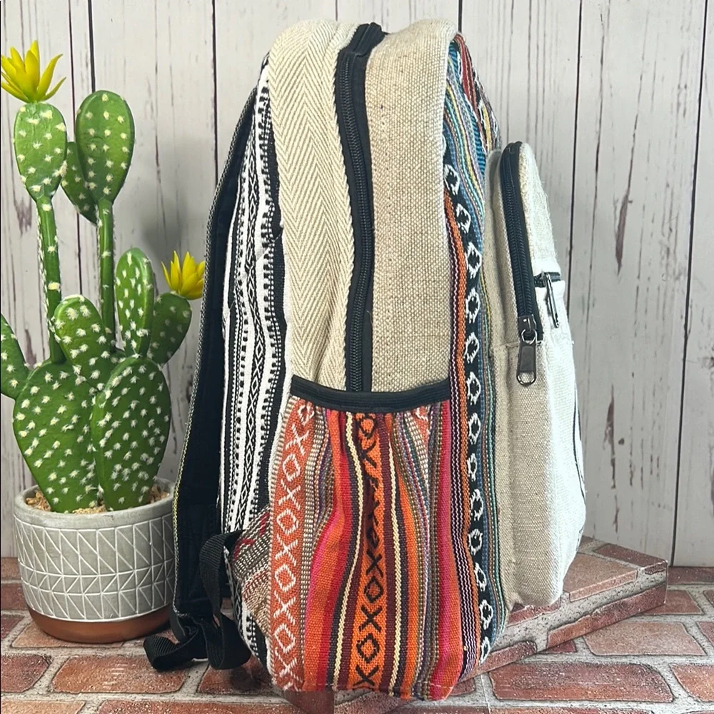 Jack Skellington Hemp Backpack Estes Park Colorado Boho Aztec‎ Sustainable NWOT